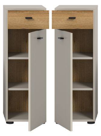 Badezimmer Kommode Matteo in Kaschmir und Evoke Eiche 32 x 91 cm