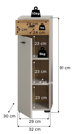 Badezimmer Kommode Matteo in Kaschmir und Evoke Eiche 32 x 91 cm