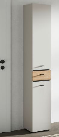 Badezimmer Hochschrank Matteo in Kaschmir und Evoke Eiche 32 x 191 cm
