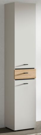 Badezimmer Hochschrank Matteo in Kaschmir und Evoke Eiche 32 x 191 cm