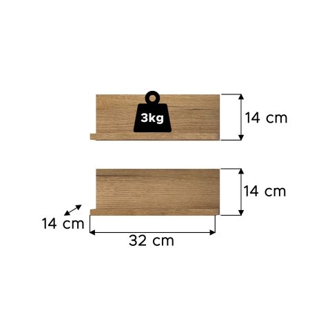 Badezimmer Regal Set Matteo in Evoke Eiche 32 cm