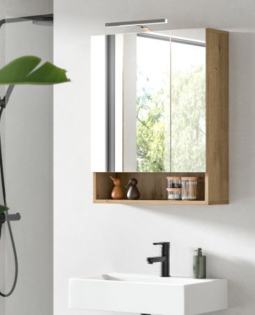 Badezimmer Spiegelschrank Matteo in Evoke Eiche 60 x 74 cm