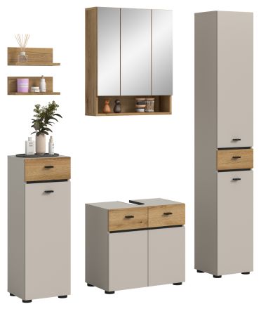 Badm�bel Set Matteo in Kaschmir und Evoke Eiche Badkombination 154 x 191 cm