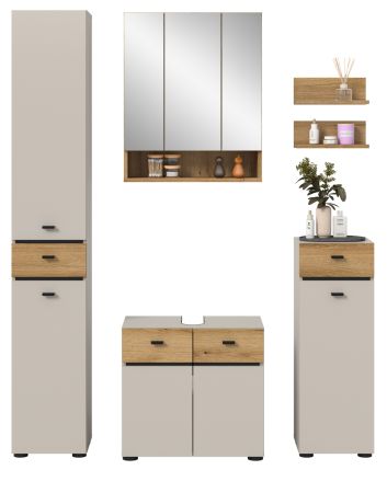 Badm�bel Set Matteo in Kaschmir und Evoke Eiche Badkombination 154 x 191 cm