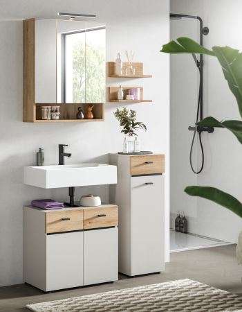 Badm�bel Set Matteo in Kaschmir und Evoke Eiche Badkombination 107 x 191 cm