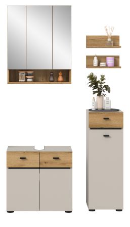 Badm�bel Set Matteo in Kaschmir und Evoke Eiche Badkombination 107 x 191 cm