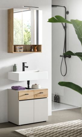 Badm�bel Set Matteo in Kaschmir und Evoke Eiche Badkombination 60 x 191 cm