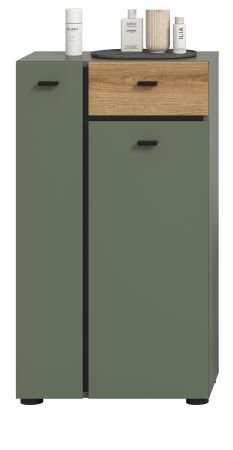 Badezimmer Kommode Matteo in gr�n und Evoke Eiche 51 x 91 cm