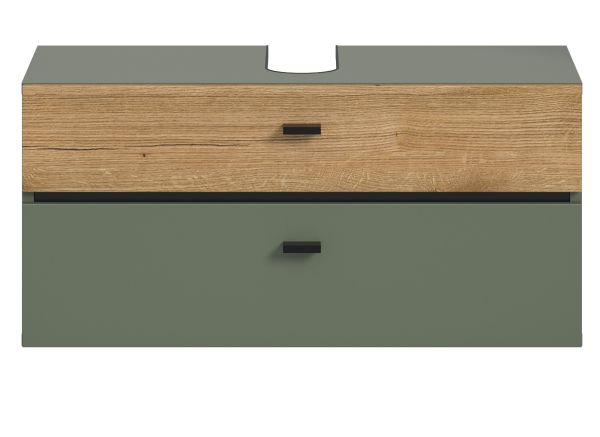 Waschbeckenunterschrank Matteo in gr�n und Evoke Eiche 75 cm