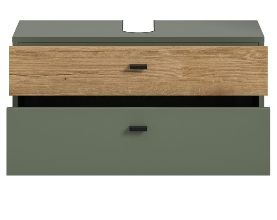 Waschbeckenunterschrank Matteo in gr�n und Evoke Eiche 75 cm