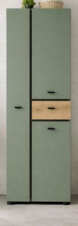 Badezimmer Hochschrank Matteo in gr�n und Evoke Eiche 51 x 191 cm