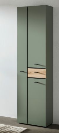 Badezimmer Hochschrank Matteo in gr�n und Evoke Eiche 51 x 191 cm