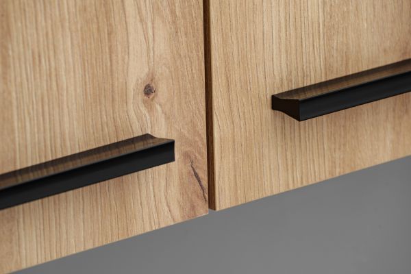 K�chenzeile Smart in Artisan Eiche und Grau, K�chenschrank Set 7-teilig 220 x 210 cm