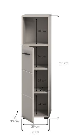 Badezimmer Kommode Cover in Kaschmir, hohe Badkommode 30 x 110 cm