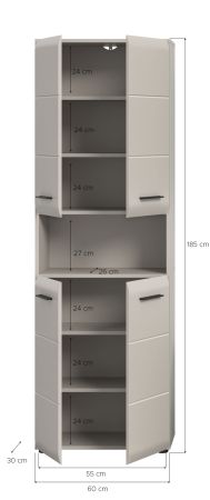 Badezimmer Hochschrank Cover in Kaschmir Badschrank 60 x 185 cm