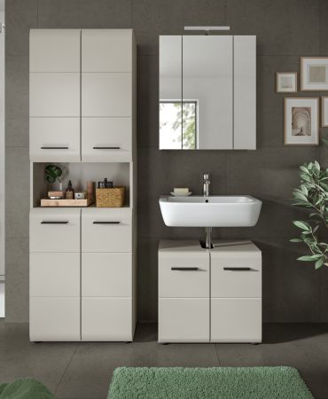 Badezimmer Hochschrank Cover in Kaschmir Badschrank 60 x 185 cm