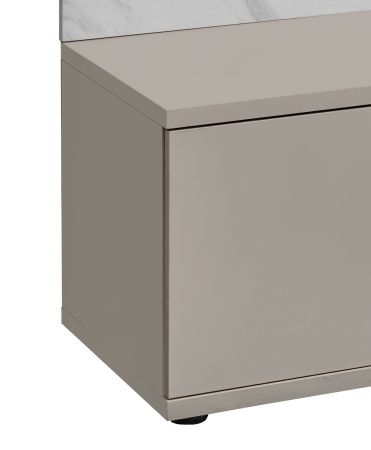TV-Lowboard Set Charm in Kaschmir und Marmor wei� 180 cm, Flat-TV Unterschrank mit Wandpaneel, Push-To-Open