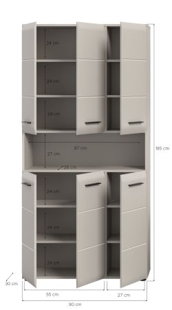 Badezimmer Hochschrank Cover in Kaschmir Mehrzweckschrank 90 x 185 cm