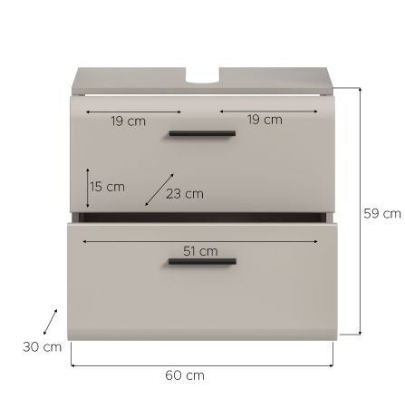 Waschbeckenunterschrank Cover in Kaschmir Badezimmer Unterschrank auf Rollen 60 cm