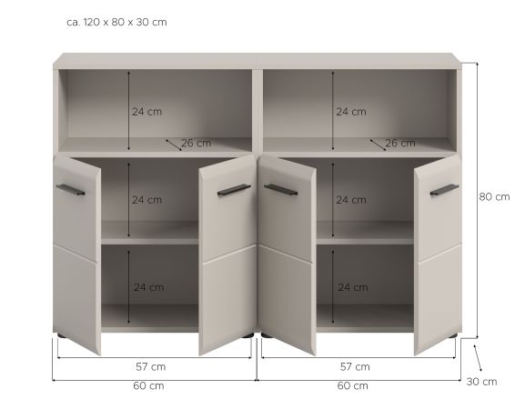 Badezimmer Kommode Set Cover in Kaschmir 2x Badkommode 120 x 80 cm