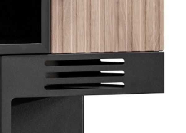 TV-Lowboard Set Starlet in schwarz, Vicking Eiche und Marmor schwarz 160 cm, Flat-TV Unterschrank mit Ethanol Kamin