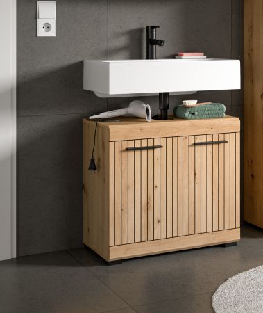 Waschbeckenunterschrank Shawn in Artisan Eiche Badezimmer Unterschrank 60 cm