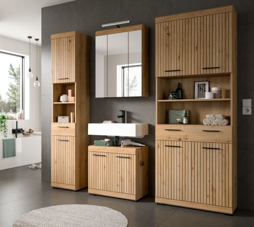 Badezimmer Hochschrank Shawn in Artisan Eiche Badschrank 74 x 191 cm