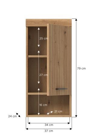 Badezimmer H�ngeschrank Shawn in Artisan Eiche Badschrank h�ngend 37 x 79 cm
