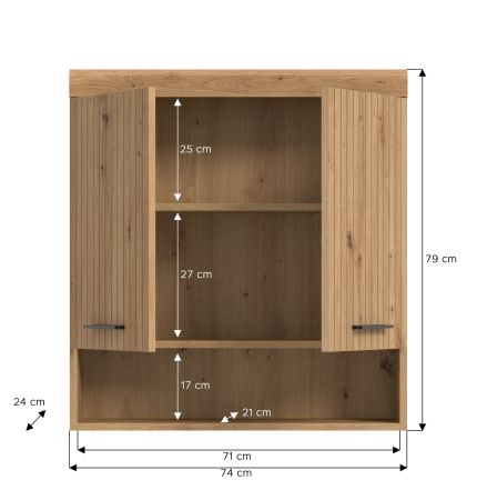 Badezimmer H�ngeschrank Shawn in Artisan Eiche Badschrank h�ngend 74 x 79 cm