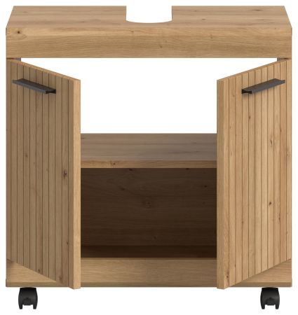 Waschbeckenunterschrank Shawn in Artisan Eiche Badezimmer Unterschrank auf Rollen 60 cm