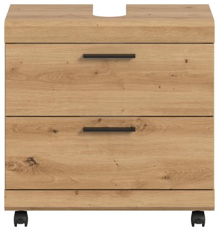 Waschbeckenunterschrank Shawn in Artisan Eiche Badezimmer Unterschrank auf Rollen 60 cm
