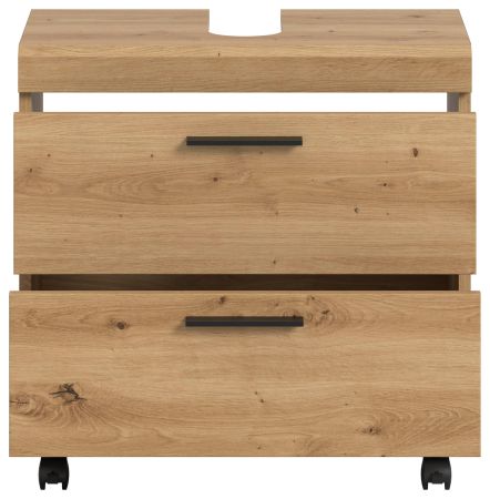 Waschbeckenunterschrank Shawn in Artisan Eiche Badezimmer Unterschrank auf Rollen 60 cm