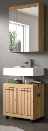 Badm�bel Set 2-teilig Shawn in Artisan Eiche Badkombination auf Rollen 60 x 191 cm