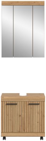 Badm�bel Set 2-teilig Shawn in Artisan Eiche Badkombination auf Rollen 60 x 191 cm