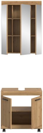 Badm�bel Set 2-teilig Shawn in Artisan Eiche Badkombination auf Rollen 60 x 191 cm