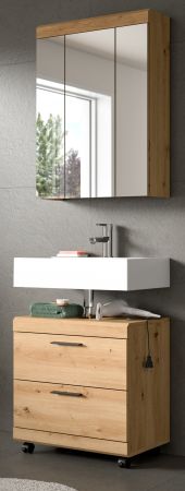 Badm�bel Set 2-teilig Shawn in Artisan Eiche Badkombination auf Rollen 60 x 191 cm
