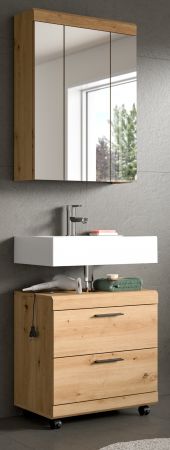 Badm�bel Set 2-teilig Shawn in Artisan Eiche Badkombination auf Rollen 60 x 191 cm