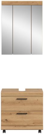 Badm�bel Set 2-teilig Shawn in Artisan Eiche Badkombination auf Rollen 60 x 191 cm