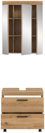 Badm�bel Set 2-teilig Shawn in Artisan Eiche Badkombination auf Rollen 60 x 191 cm
