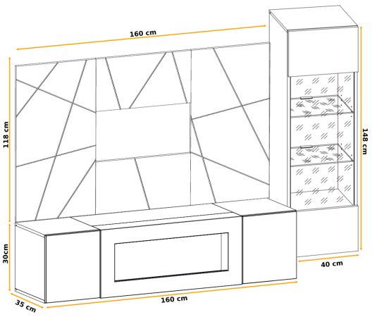 Wohnwand iLike in Lehm-Grau, schwarz und Artisan Eiche, TV Unterteil mit Ethanol Kamin inkl. LED, 200 cm
