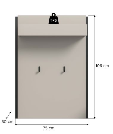 Garderobenpaneel Nevia in Kaschmir 75 x 106 cm