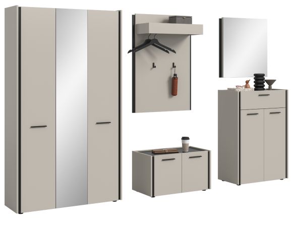 Garderobe Set 5-teilig Nevia in Kaschmir 287 x 190 cm, Soft-Close