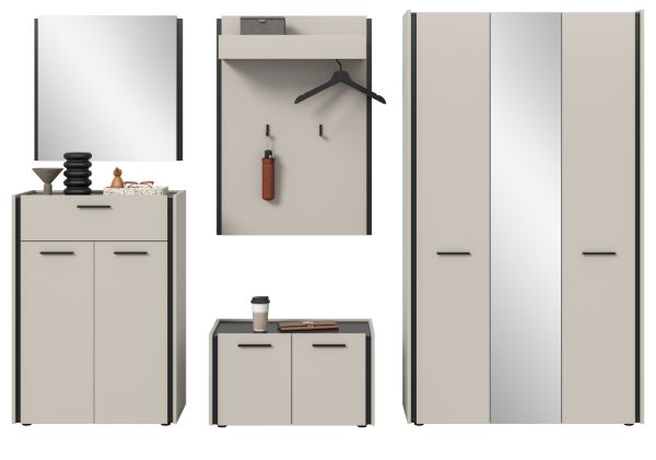 Garderobe Set 5-teilig Nevia in Kaschmir 287 x 190 cm, Soft-Close