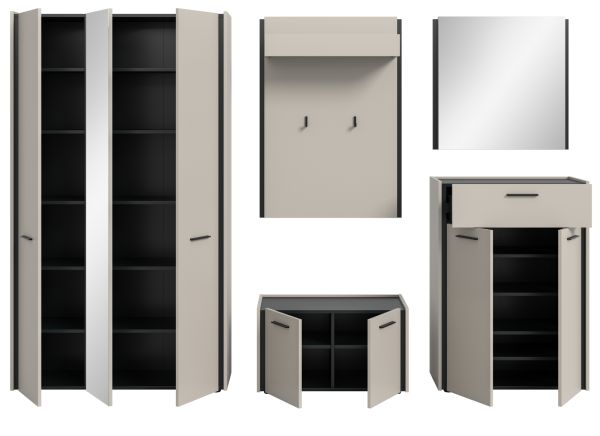 Garderobe Set 5-teilig Nevia in Kaschmir 287 x 190 cm, Soft-Close
