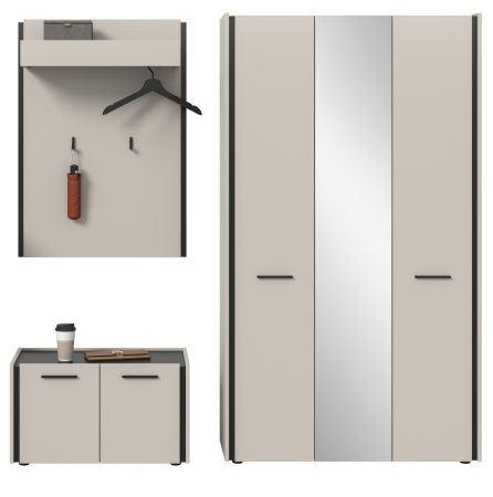 Garderobe Set 3-teilig Nevia in Kaschmir 197 x 190 cm, Soft-Close