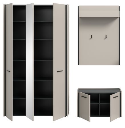 Garderobe Set 3-teilig Nevia in Kaschmir 197 x 190 cm, Soft-Close