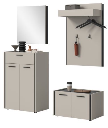 Garderobe Set 4-teilig Nevia in Kaschmir 165 x 190 cm, Soft-Close