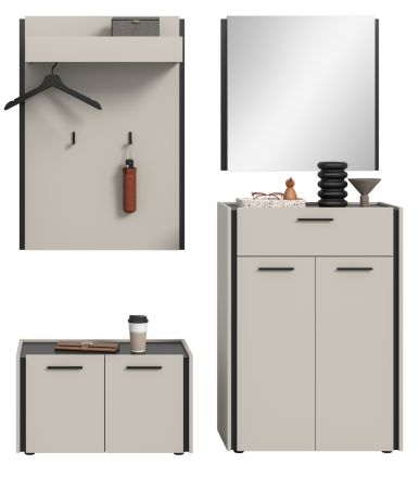 Garderobe Set 4-teilig Nevia in Kaschmir 165 x 190 cm, Soft-Close