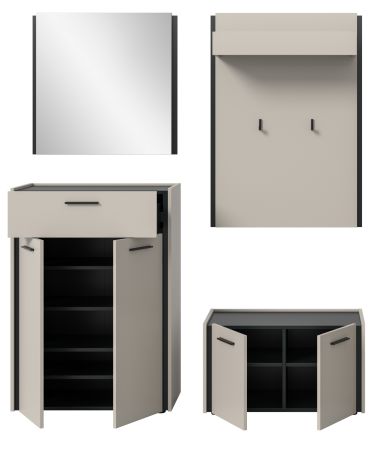 Garderobe Set 4-teilig Nevia in Kaschmir 165 x 190 cm, Soft-Close