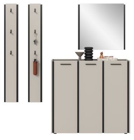 Garderobe Set 4-teilig Nevia in Kaschmir 185 x 190 cm, Soft-Close